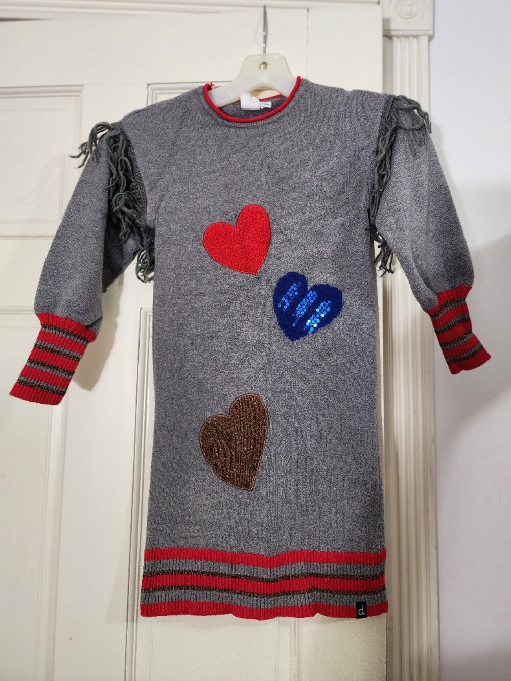 DEUSE NAR DEUSE Little girl knited sweater heart dress size 7 (A5) - Picture 2 of 9